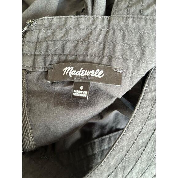 Madewell Dress Womens Size 4 Black Poplin Halter Tiered Criss Cross Midi - Picture 4 of 15